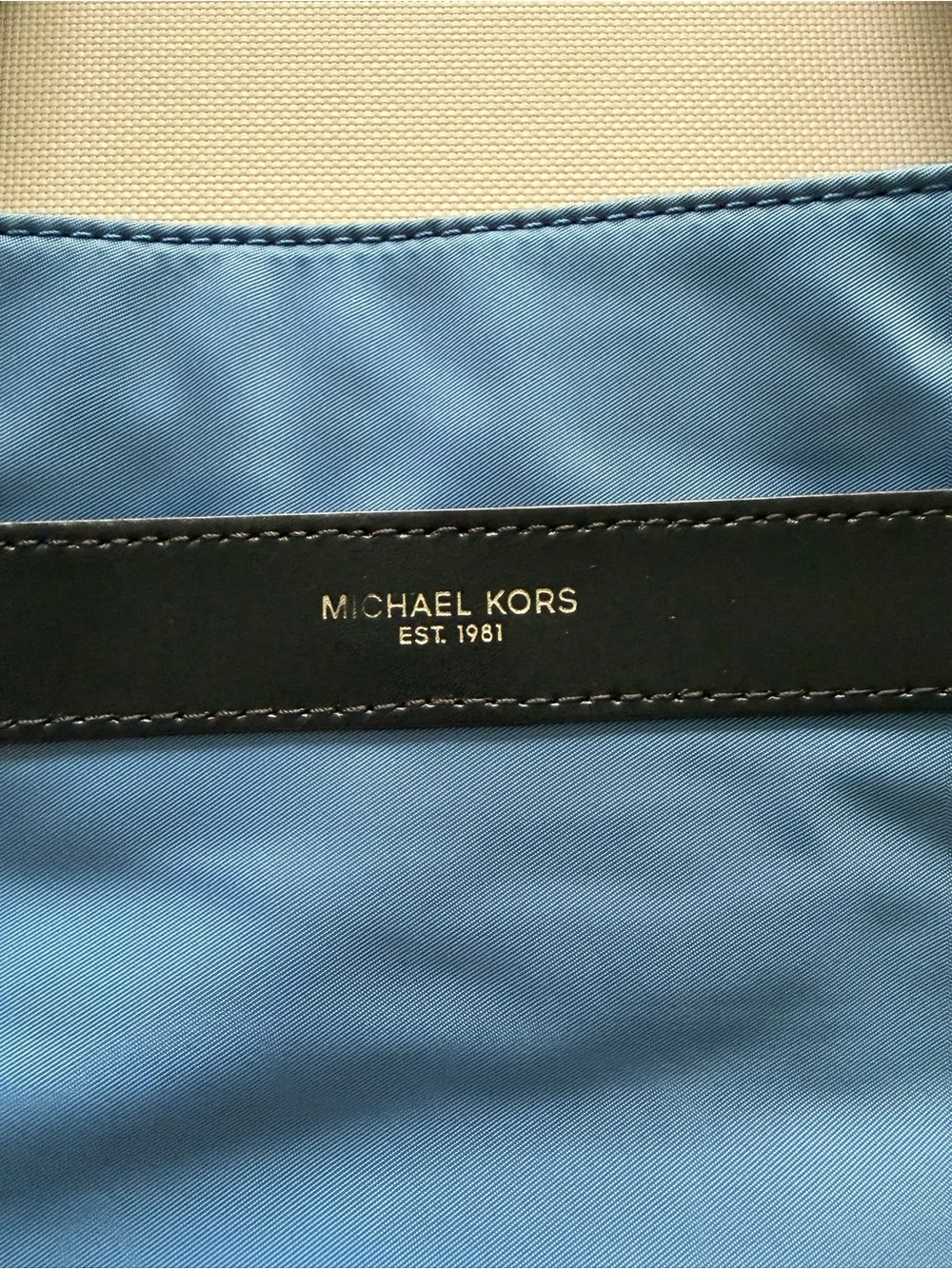 Michael Kors Blue Nylon Crossbody Messenger Bag with Black Strap